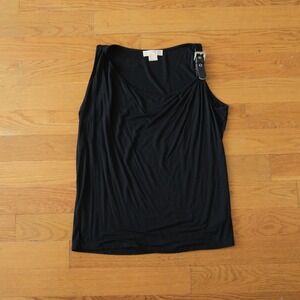 Michael Kors Tank Top Women Black Buckle Detail Minimalist L Sleeveless Jersey